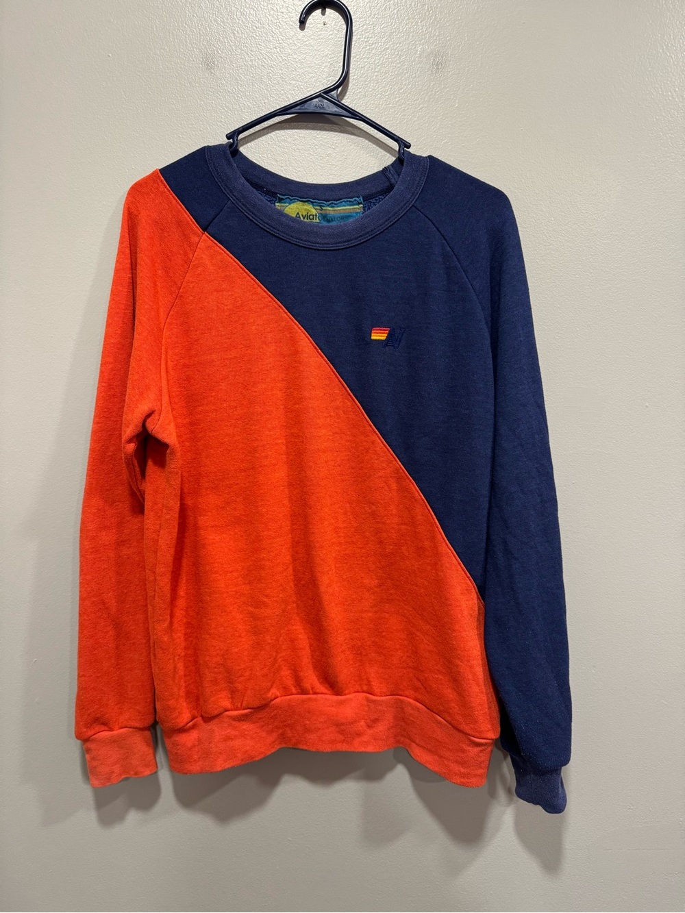 Aviator Nation Crew Neck Color Block Sweater Size Small